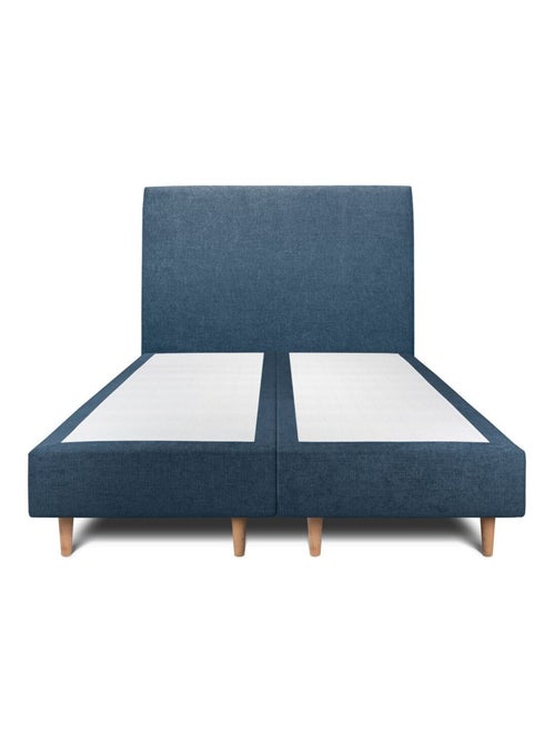 Lit avec tête de lit tapissier tissu et sommier tapissier H35cm - Kiabi