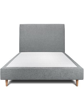 Lit avec tête de lit tapissier tissu et sommier tapissier H35cm