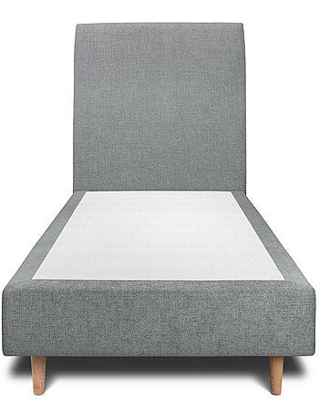 Lit avec tête de lit tapissier tissu et sommier tapissier H35cm
