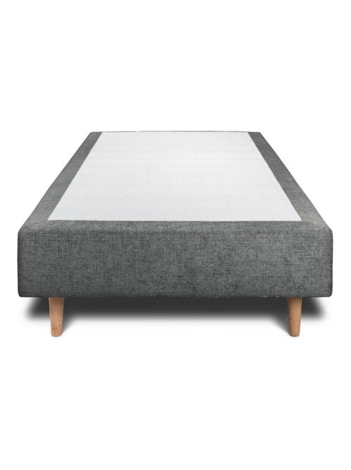 Lit avec tête de lit tapissier tissu et sommier tapissier H35cm - Kiabi