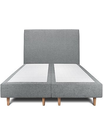 Lit avec tête de lit tapissier tissu et sommier tapissier H35cm