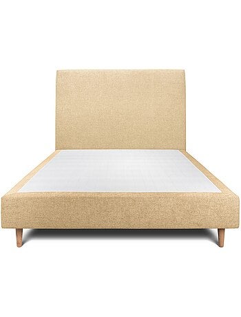 Lit avec tête de lit tapissier tissu et sommier tapissier H35cm