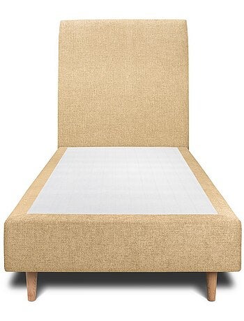 Lit avec tête de lit tapissier tissu et sommier tapissier H35cm