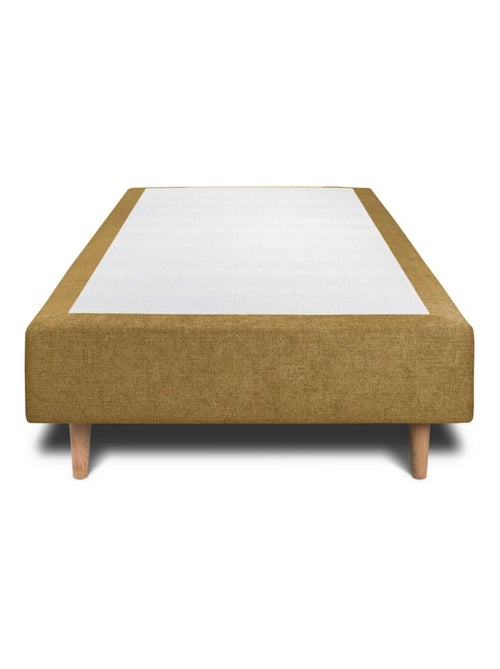 Lit avec tête de lit tapissier tissu et sommier tapissier H35cm - Kiabi