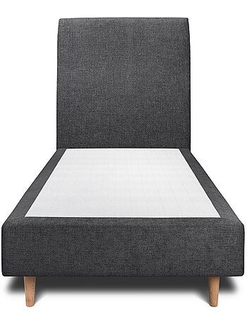 Lit avec tête de lit tapissier tissu et sommier tapissier H35cm