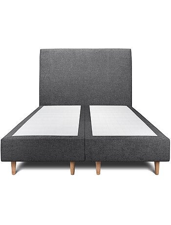 Lit avec tête de lit tapissier tissu et sommier tapissier H35cm