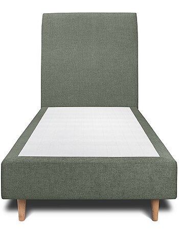 Lit avec tête de lit tapissier tissu et sommier tapissier H35cm
