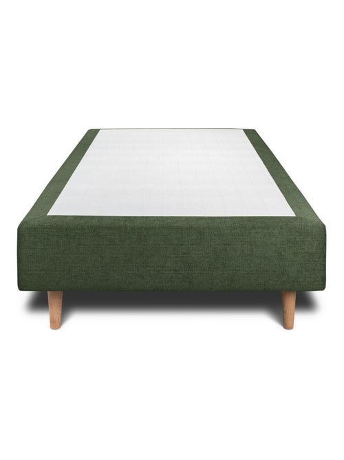 Lit avec tête de lit tapissier tissu et sommier tapissier H35cm - Kiabi