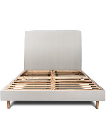 Lit avec tête de lit tapissier velours et sommier kit H29cm