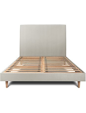 Lit avec tête de lit tapissier velours et sommier kit H29cm