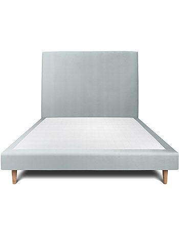 Lit avec tête de lit tapissier velours et sommier tapissier H29cm