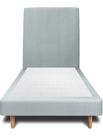 Lit avec tête de lit tapissier velours et sommier tapissier H29cm