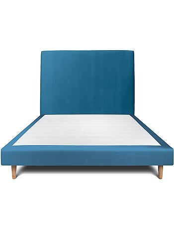 Lit avec tête de lit tapissier velours et sommier tapissier H29cm