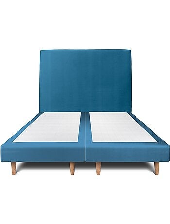 Lit avec tête de lit tapissier velours et sommier tapissier H29cm