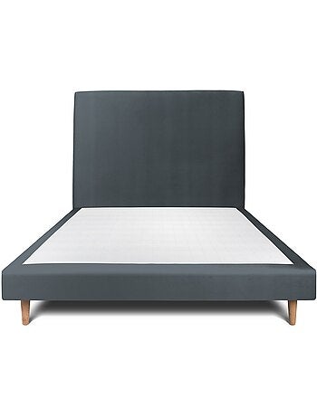 Lit avec tête de lit tapissier velours et sommier tapissier H29cm
