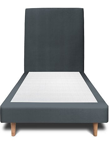 Lit avec tête de lit tapissier velours et sommier tapissier H29cm