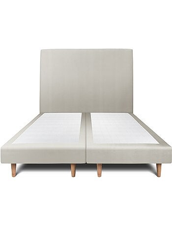 Lit avec tête de lit tapissier velours et sommier tapissier H29cm