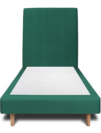 Lit avec tête de lit tapissier velours et sommier tapissier H29cm
