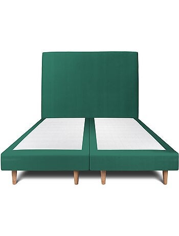 Lit avec tête de lit tapissier velours et sommier tapissier H29cm