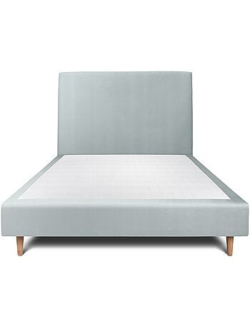 Lit avec tête de lit tapissier velours et sommier tapissier H35cm