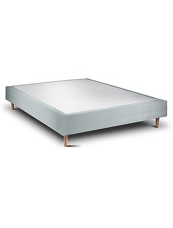 Lit avec tête de lit tapissier velours et sommier tapissier H35cm