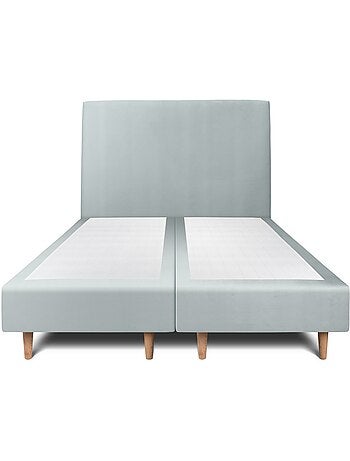 Lit avec tête de lit tapissier velours et sommier tapissier H35cm