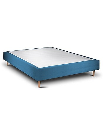 Lit avec tête de lit tapissier velours et sommier tapissier H35cm