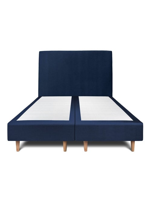 Lit avec tête de lit tapissier velours et sommier tapissier H35cm - Kiabi