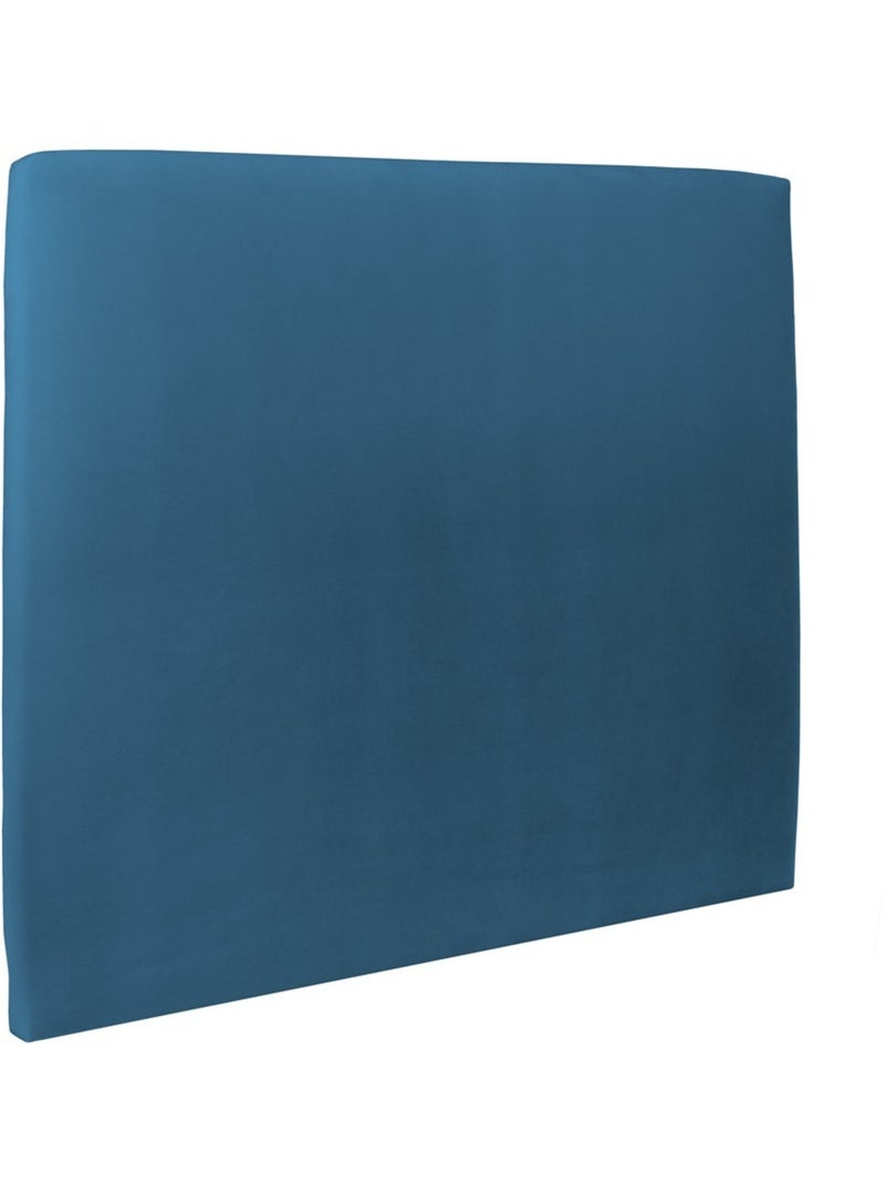 Lit avec tête de lit tapissier velours et sommier tapissier H35cm Bleu lagon - Kiabi