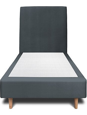 Lit avec tête de lit tapissier velours et sommier tapissier H35cm