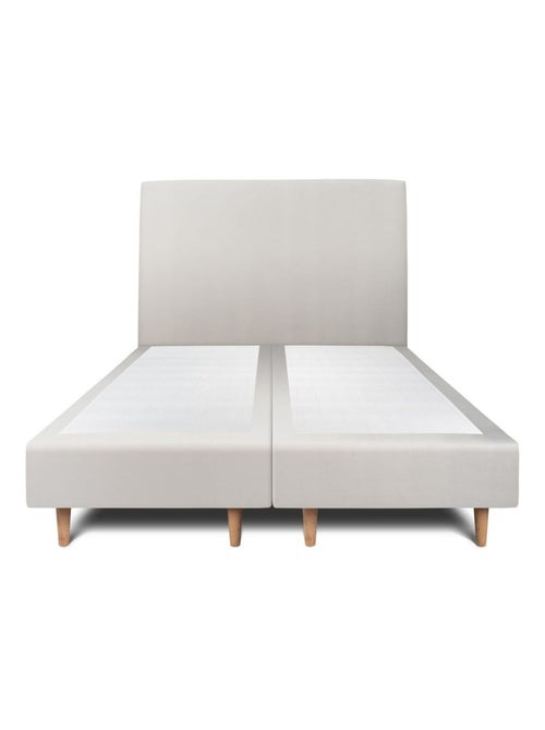 Lit avec tête de lit tapissier velours et sommier tapissier H35cm - Kiabi