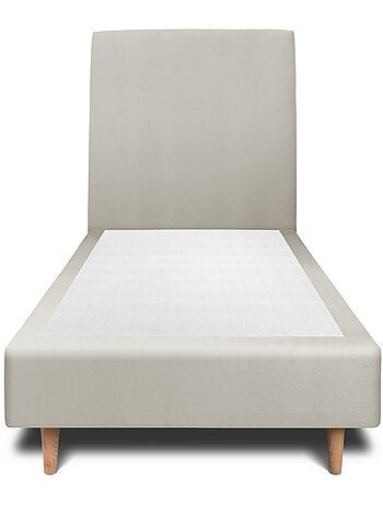 Lit avec tête de lit tapissier velours et sommier tapissier H35cm