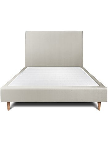 Lit avec tête de lit tapissier velours et sommier tapissier H35cm