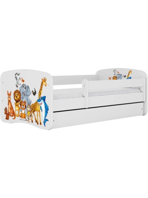 Lit babydreams animaux blancs avec tiroir, sans matelas, 140/70 - Kiabi