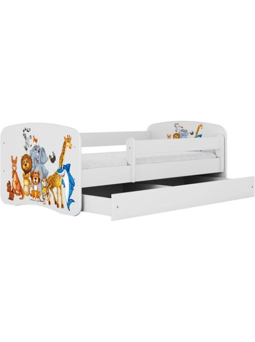 Lit babydreams animaux blancs avec tiroir, sans matelas, 140/70 - Kiabi
