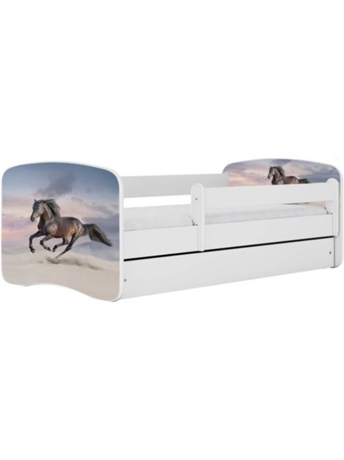 Lit babydreams blanc cheval au galop avec tiroir - couchage 140x70 cm - Kiabi