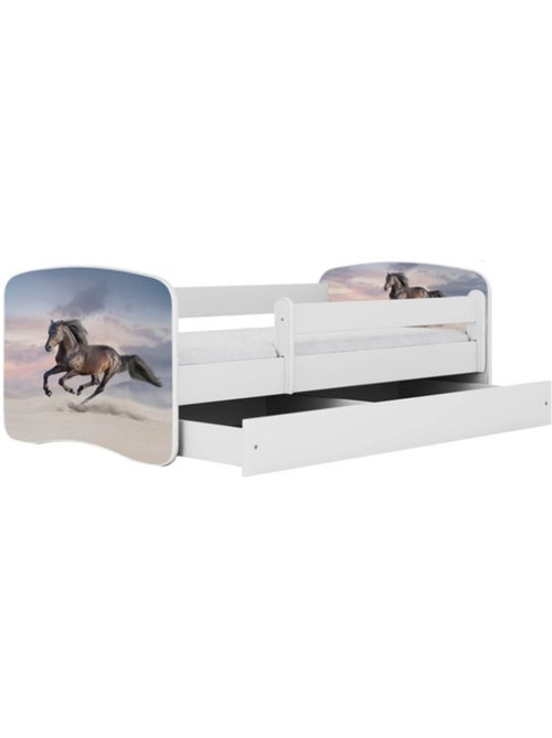 Lit babydreams blanc cheval au galop avec tiroir - couchage 140x70 cm - Kiabi
