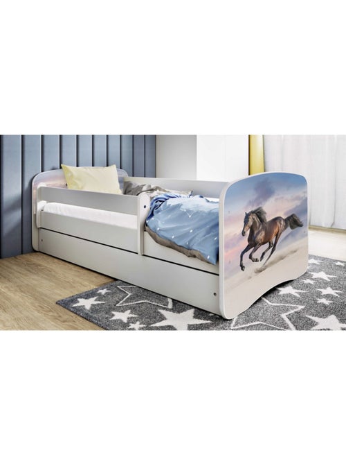 Lit babydreams blanc cheval au galop avec tiroir - couchage 140x70 cm - Kiabi