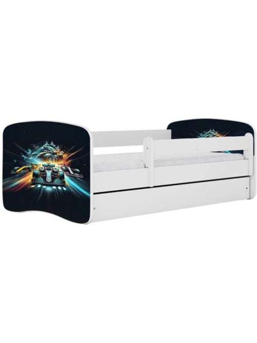 Lit babydreams blanc race avec tiroir sans matelas 140/70 - Kiabi
