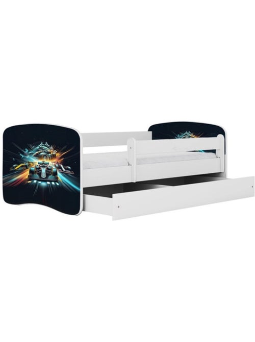 Lit babydreams blanc race avec tiroir sans matelas 140/70 - Kiabi