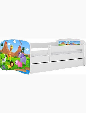 Lit babydreams blanc safari avec tiroir - couchage 140x70 cm