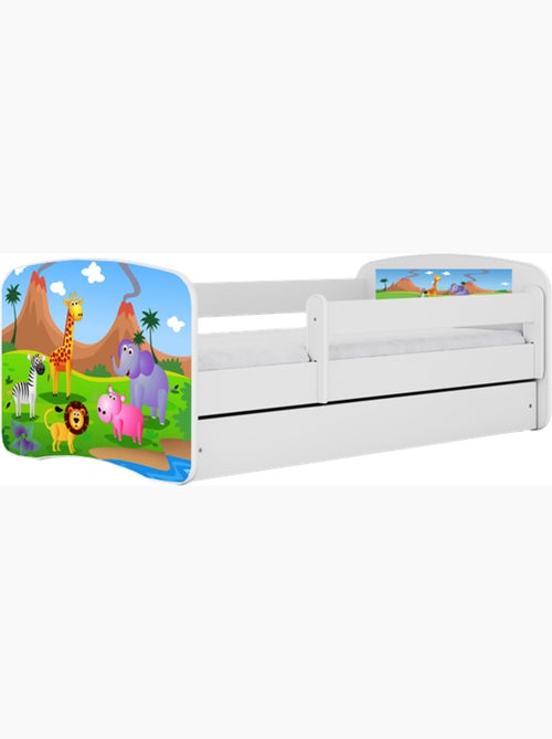 Lit babydreams blanc safari avec tiroir - couchage 140x70 cm - Kiabi
