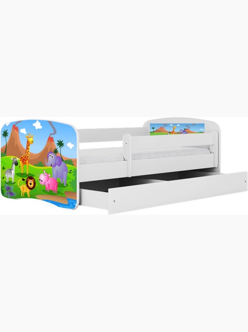 Lit babydreams blanc safari avec tiroir - couchage 140x70 cm - Kiabi