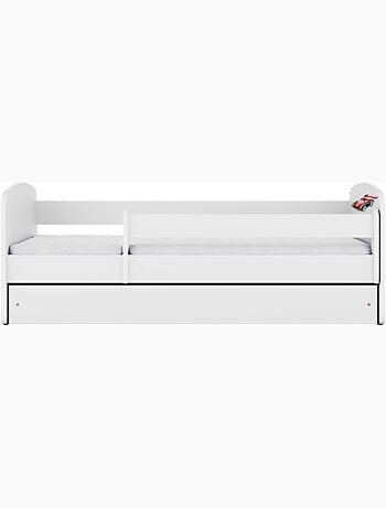 Lit babydreams blanc voiture de course avec tiroir - couchage 140x70 cm