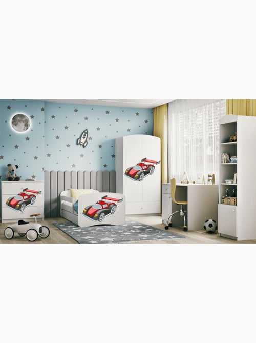 Lit babydreams blanc voiture de course avec tiroir - couchage 140x70 cm - Kiabi
