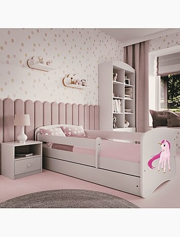 Lit babydreams licorne blanche avec tiroir, sans matelas, 140/70