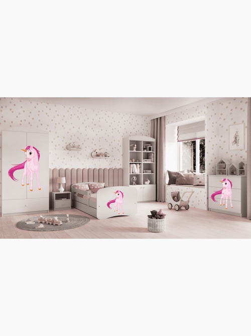 Lit babydreams licorne blanche avec tiroir, sans matelas, 140/70 - Kiabi