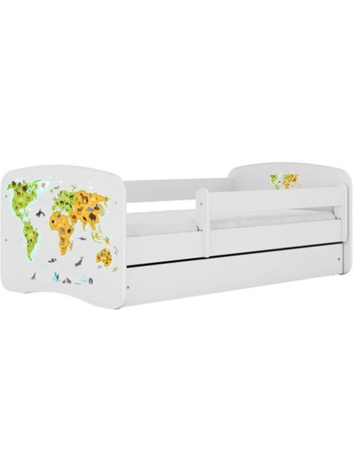 Lit babydreams map monde blanc avec tiroir - couchage 140x70 cm - Kiabi