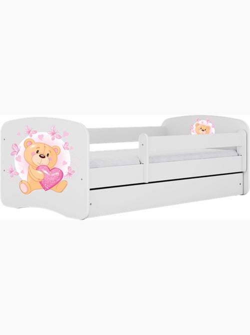 Lit babydreams ours en peluche blanc papillons avec tiroir sans matelas 140/70 - Kiabi