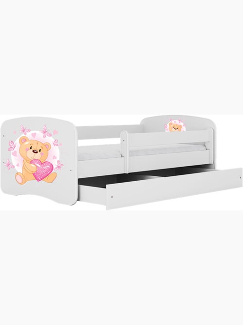 Lit babydreams ours en peluche blanc papillons avec tiroir sans matelas 140/70 - Kiabi